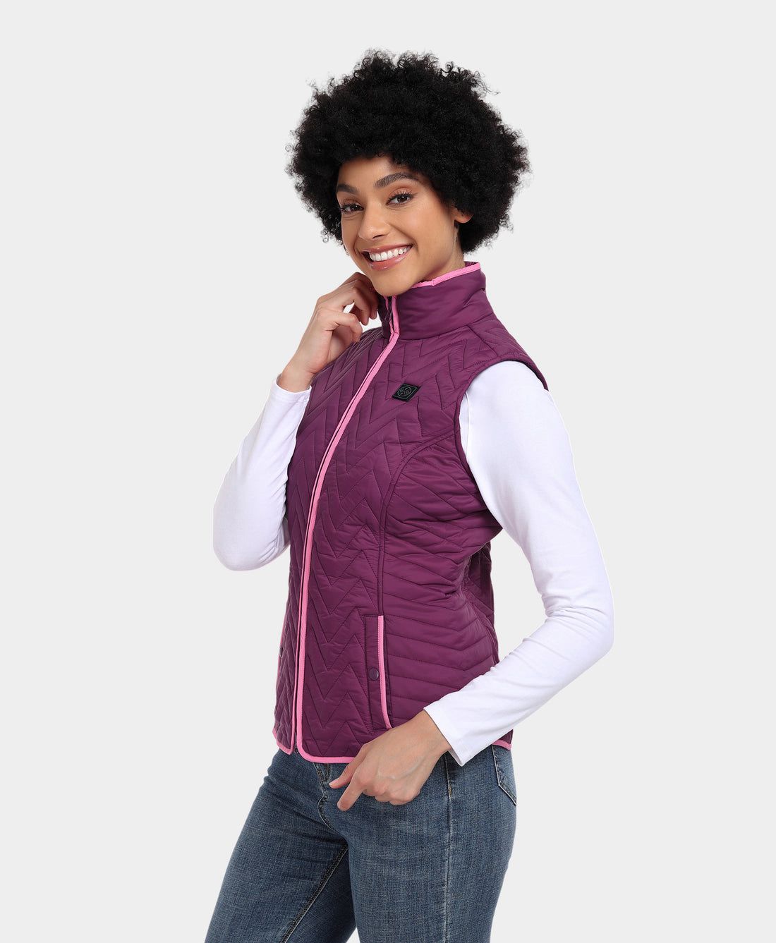 Women Ororo Chevron Quilted Heated Vest Purple | US-298AQZBPC