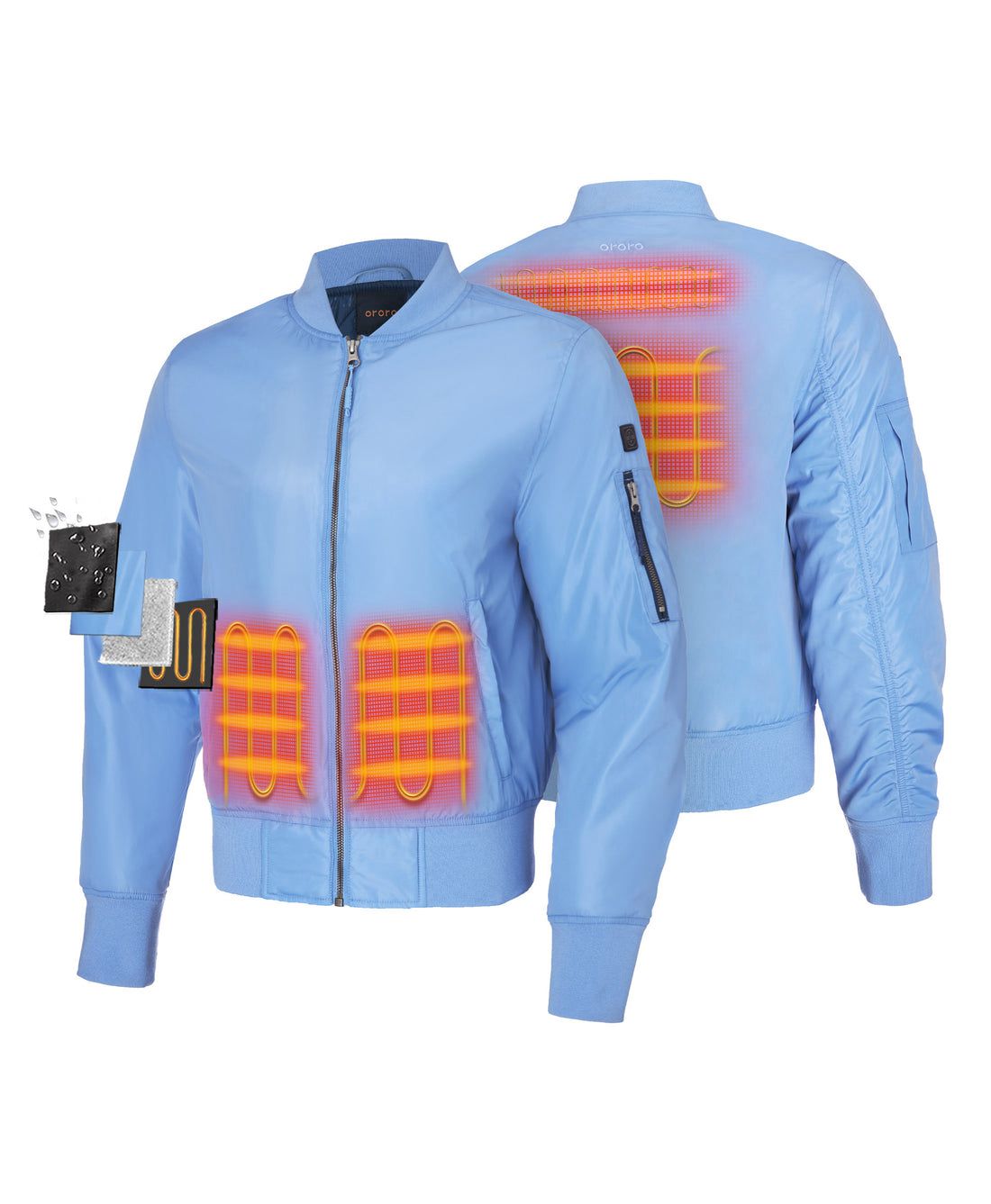 Women Ororo Cityscape Bomber Heated Jacket Blue | US-384ZNFUEW