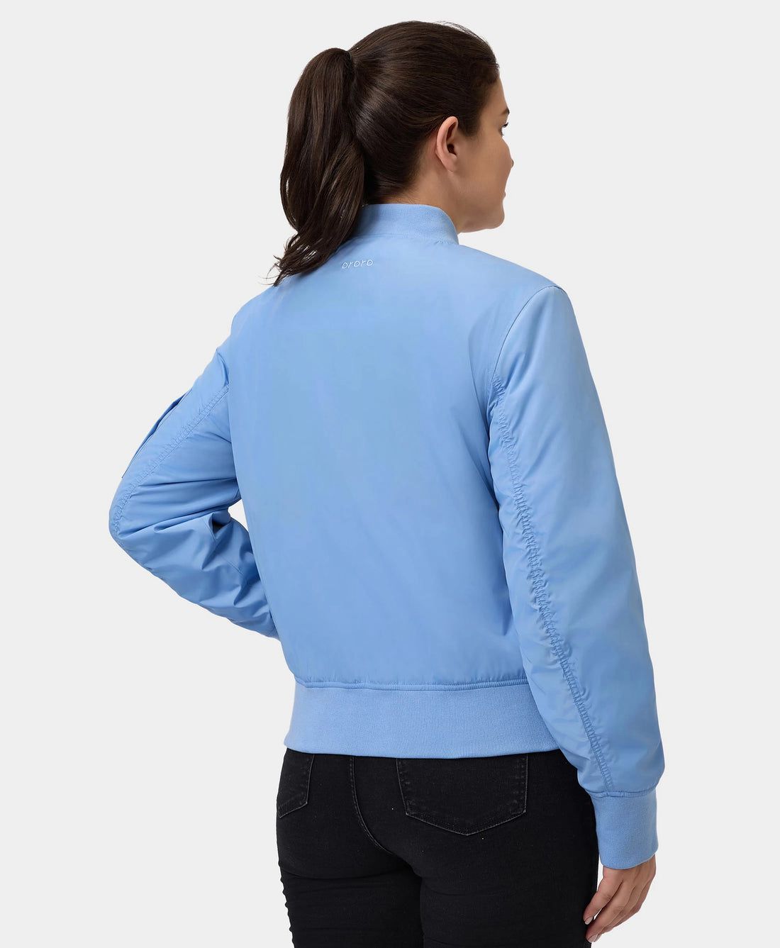 Women Ororo Cityscape Bomber Heated Jacket Blue | US-384ZNFUEW