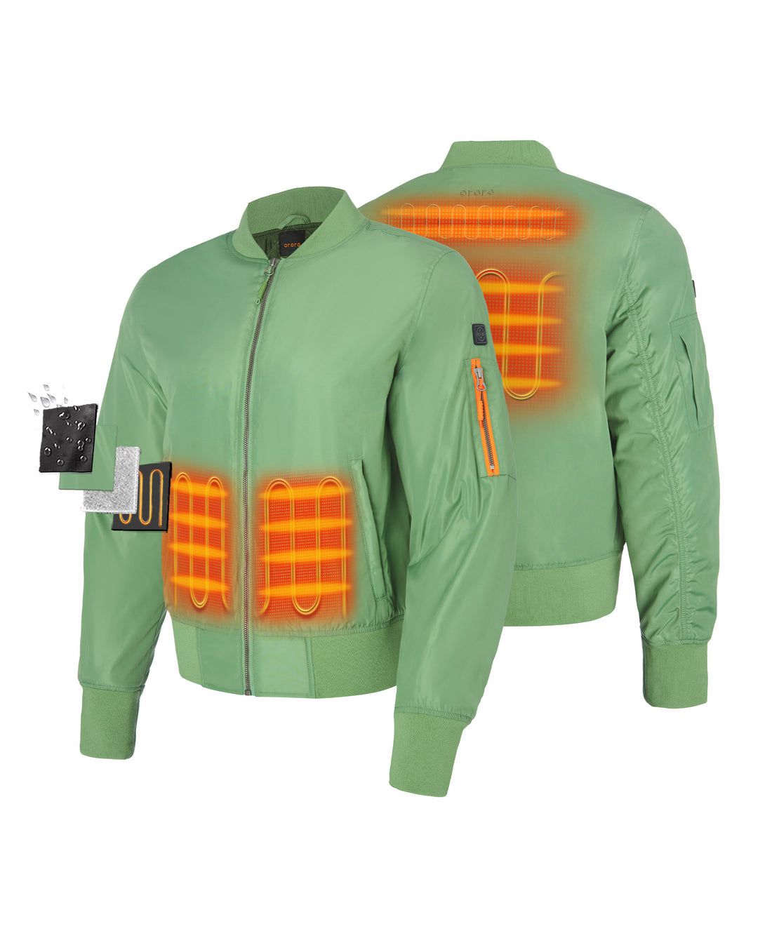 Women Ororo Cityscape Bomber Heated Jacket Green | US-498PUGRVA