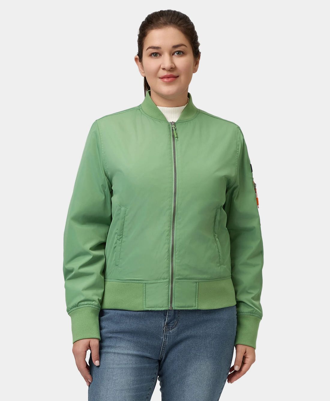 Women Ororo Cityscape Bomber Heated Jacket Green | US-498PUGRVA