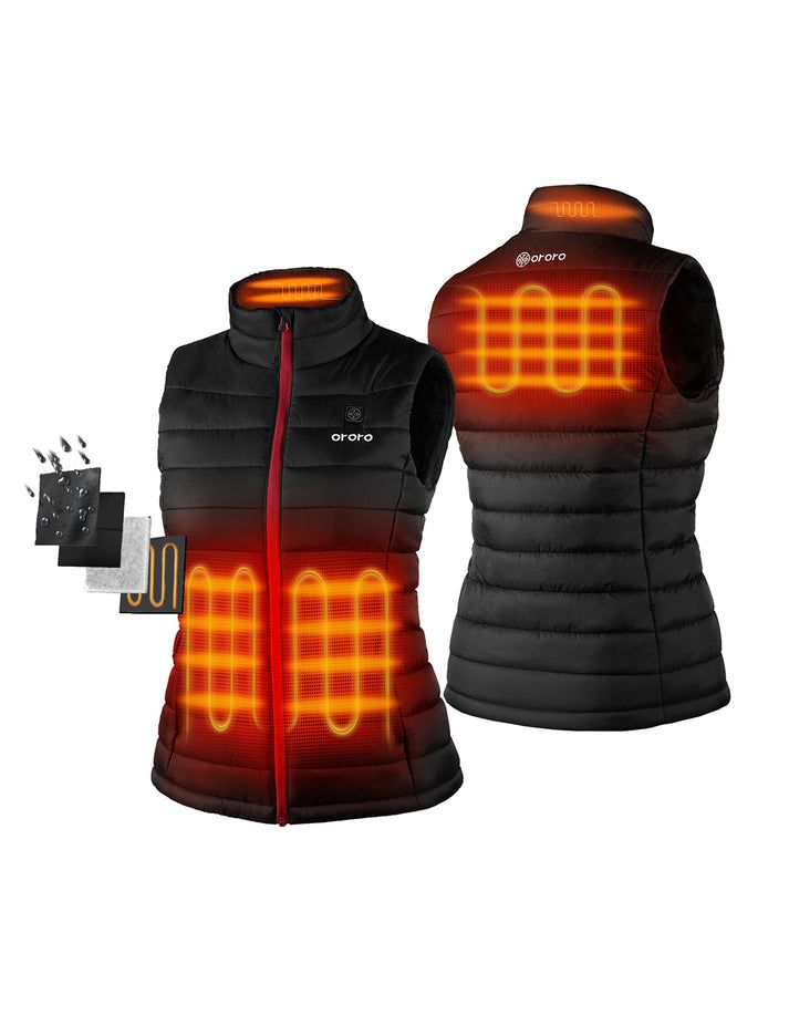 Women Ororo Classic Heated Vest Black | US-538UBOFRQ