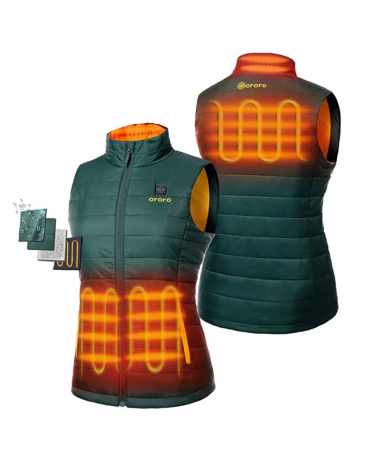 Women Ororo Classic Heated Vest Dark Green | US-389ULHIPF