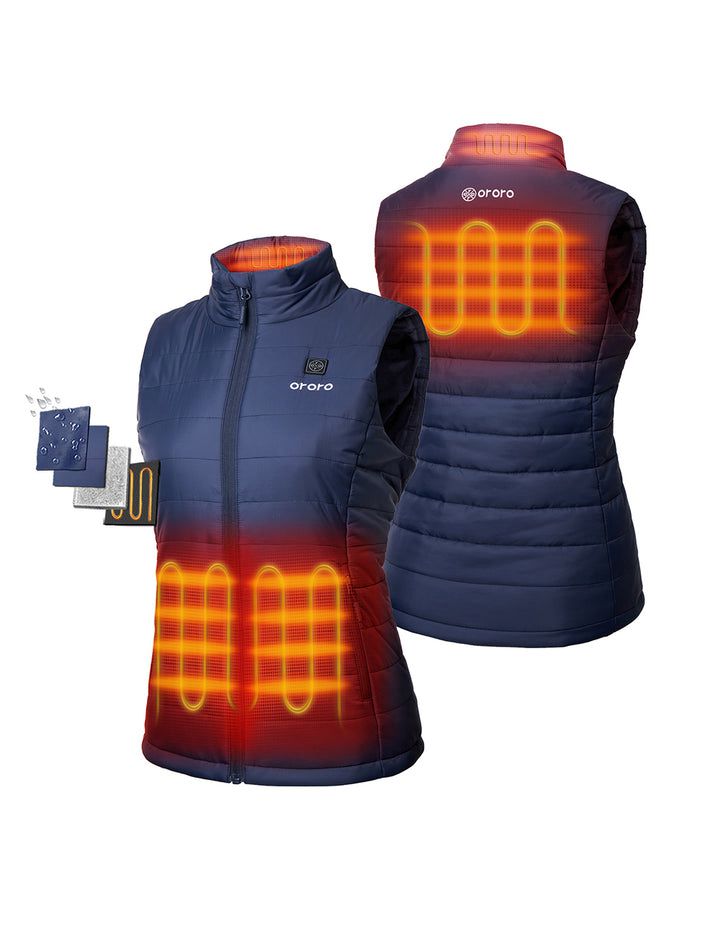 Women Ororo Classic Heated Vest Navy | US-271RLMXGJ