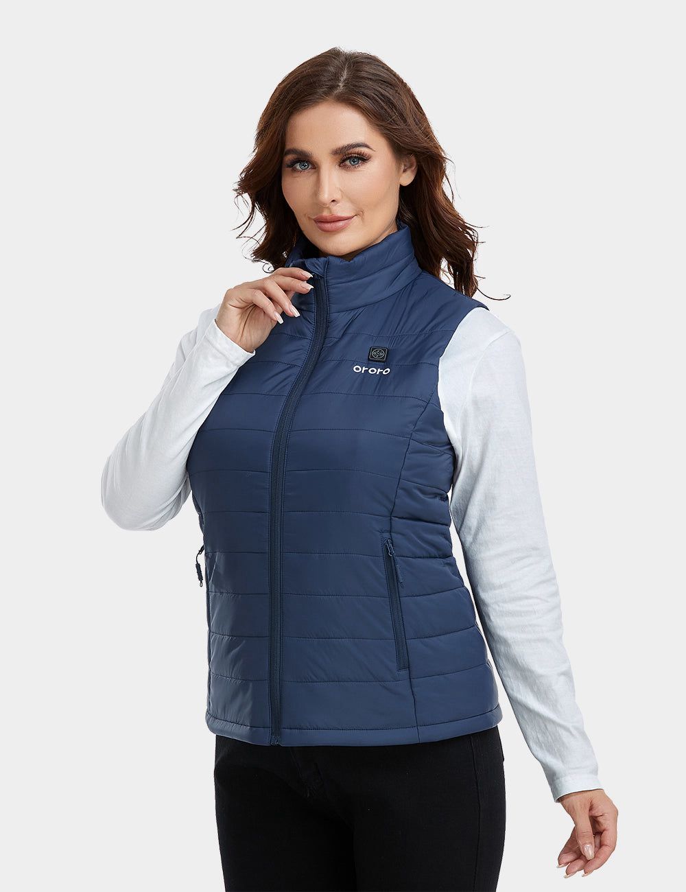 Women Ororo Classic Heated Vest Navy | US-271RLMXGJ