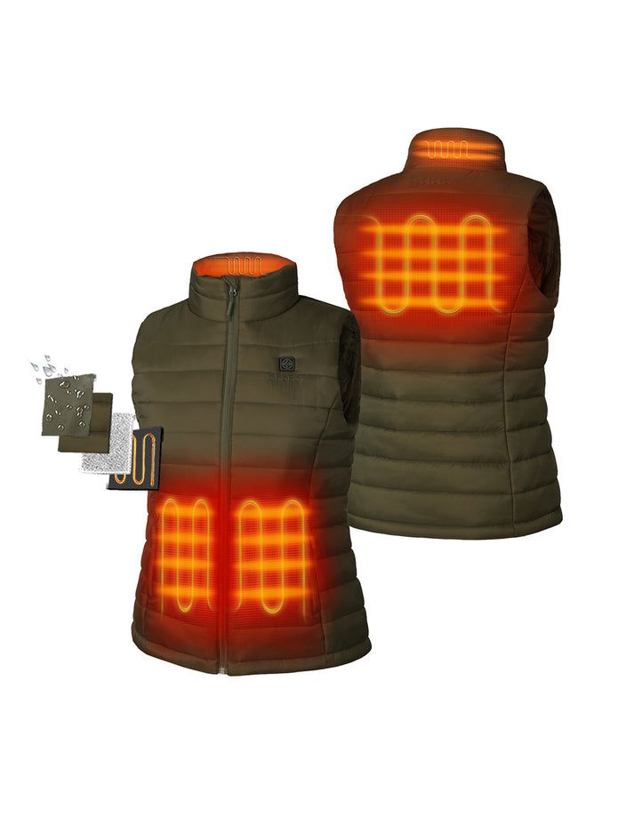 Women Ororo Classic Heated Vest Olive | US-268ZOXCTD