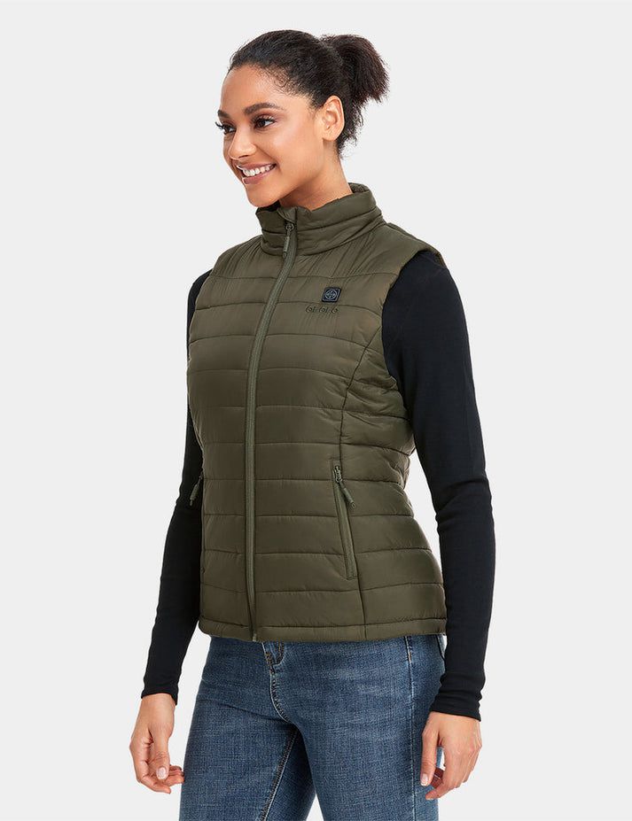 Women Ororo Classic Heated Vest Olive | US-268ZOXCTD