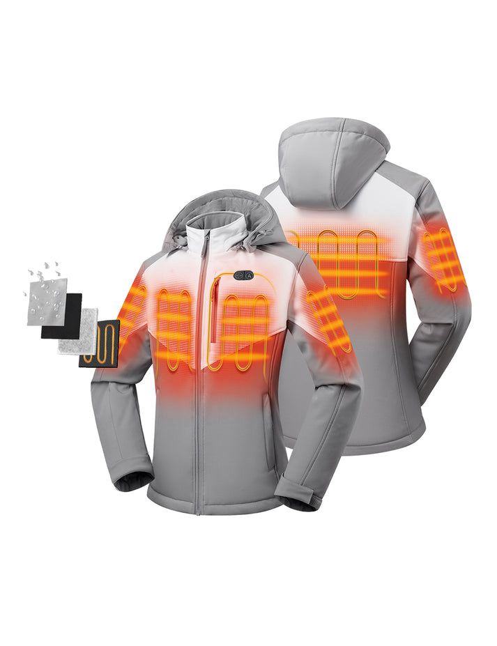 Women Ororo Dual Control With 5 Heating Zones (Chest Heating) Heated Jacket Grey / White | US-519GYIBWF