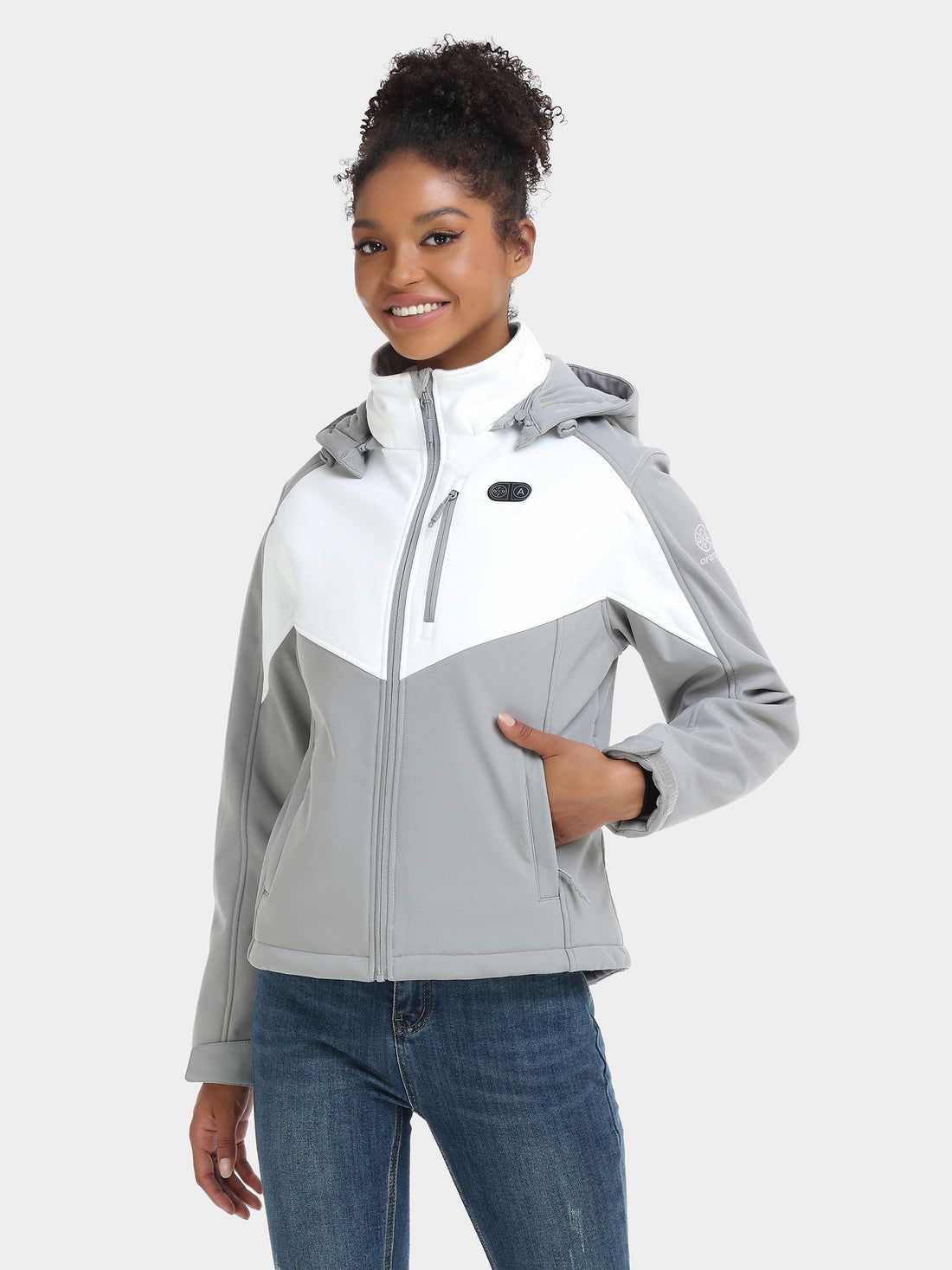 Women Ororo Dual Control With 5 Heating Zones (Chest Heating) Heated Jacket Grey / White | US-519GYIBWF