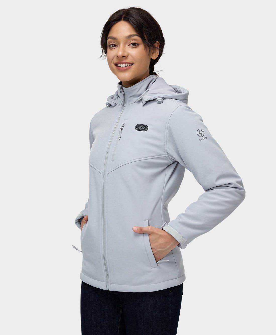 Women Ororo Dual Control With 5 Heating Zones (Pocket Heating) Heated Jacket Light Grey | US-147HCTOWU