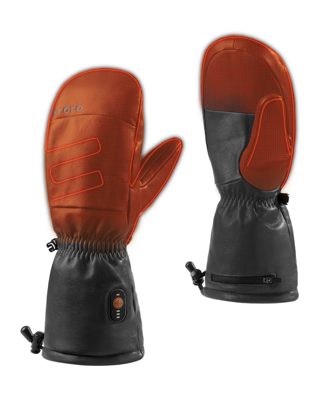 Women Ororo Duluth Leather Chopper Heated Mittens Black | US-678YMJOPZ