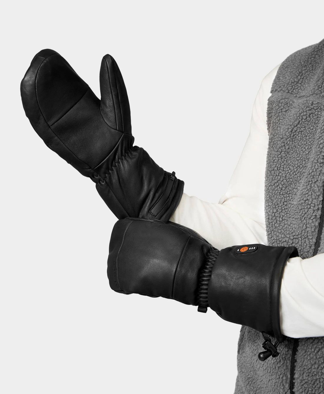 Women Ororo Duluth Leather Chopper Heated Mittens Black | US-678YMJOPZ