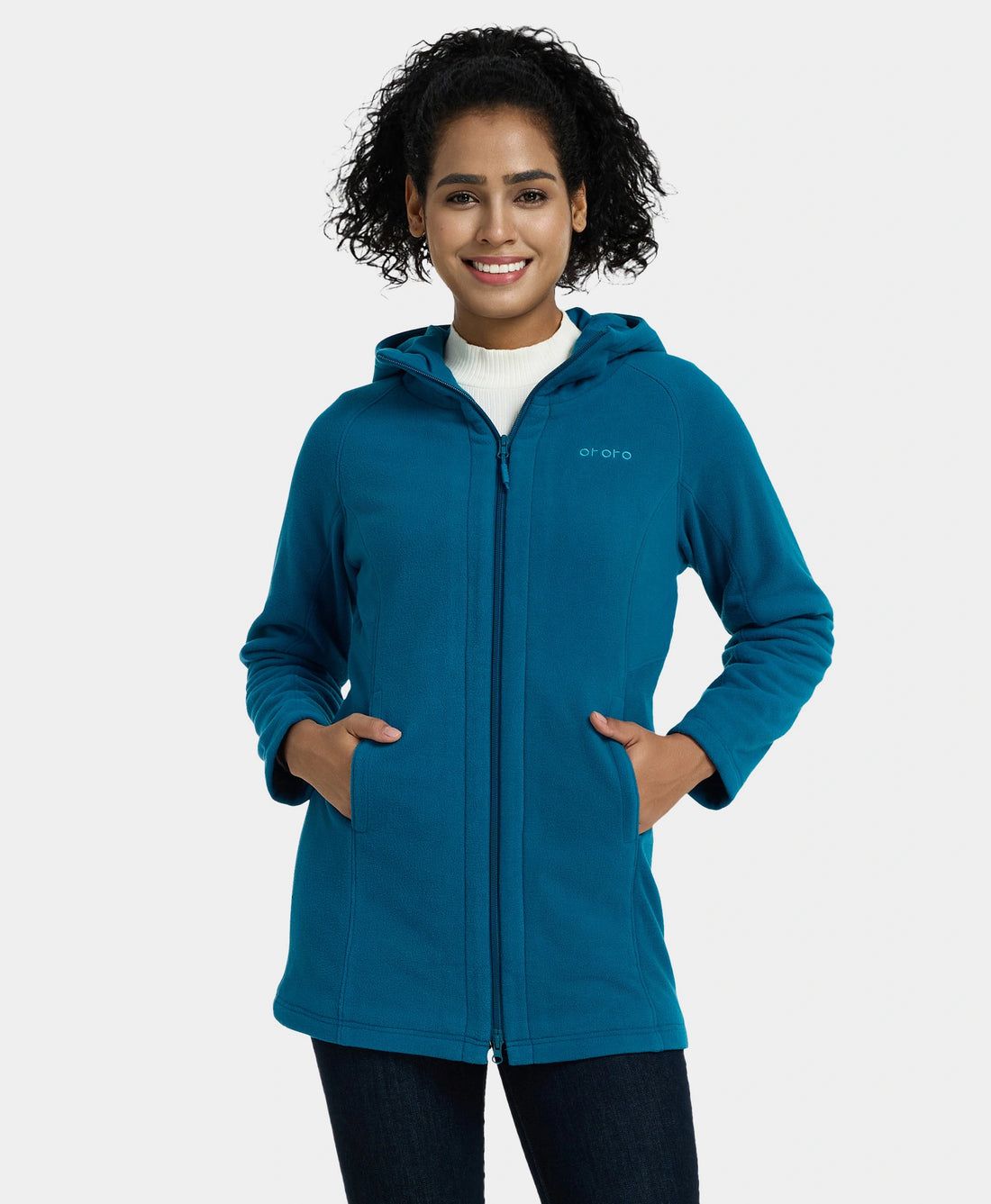 Women Ororo Felicity Fleece Hoodie Heated Jacket Blue | US-520RLANSZ