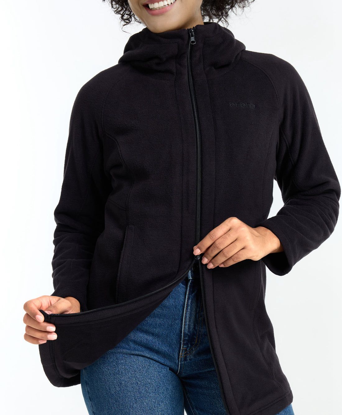 Women Ororo Felicity Fleece Hoodie Heated Jacket Black | US-612ZTFNBI