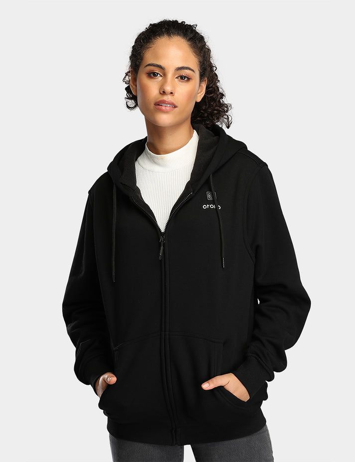 Women Ororo Fleece Heated Hoodie Black | US-652YOJQAX