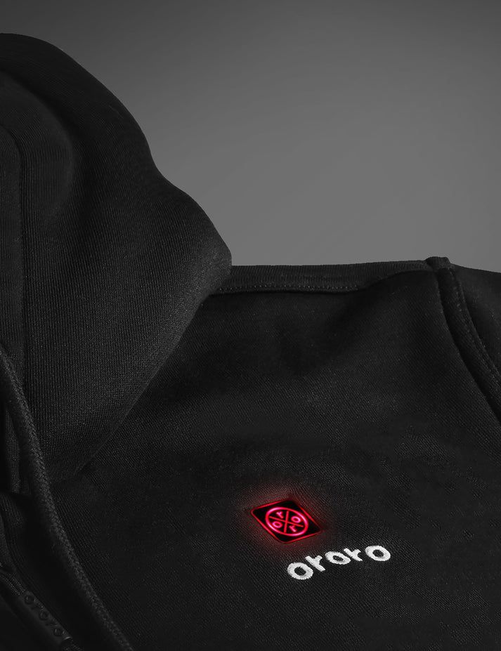 Women Ororo Fleece Heated Hoodie Black | US-652YOJQAX