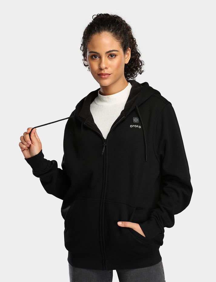 Women Ororo Fleece Heated Hoodie Black | US-652YOJQAX