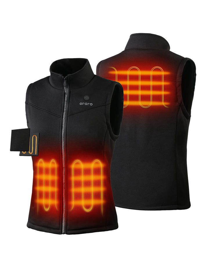 Women Ororo Fleece Heated Vest Black | US-259GBMPTZ