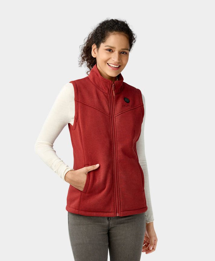 Women Ororo Fleece Heated Vest Red | US-960MQGILN