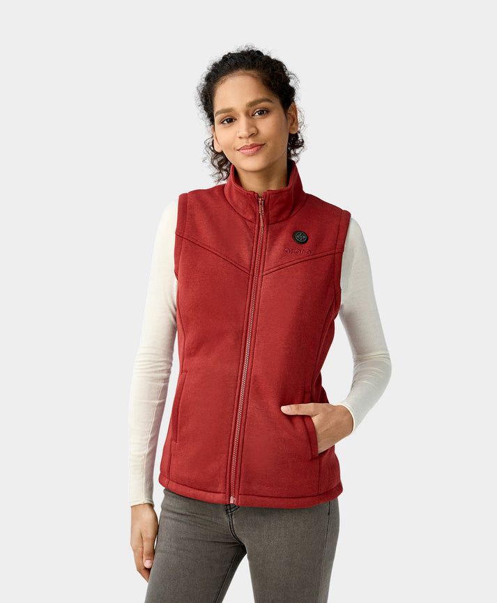 Women Ororo Fleece Heated Vest Red | US-960MQGILN