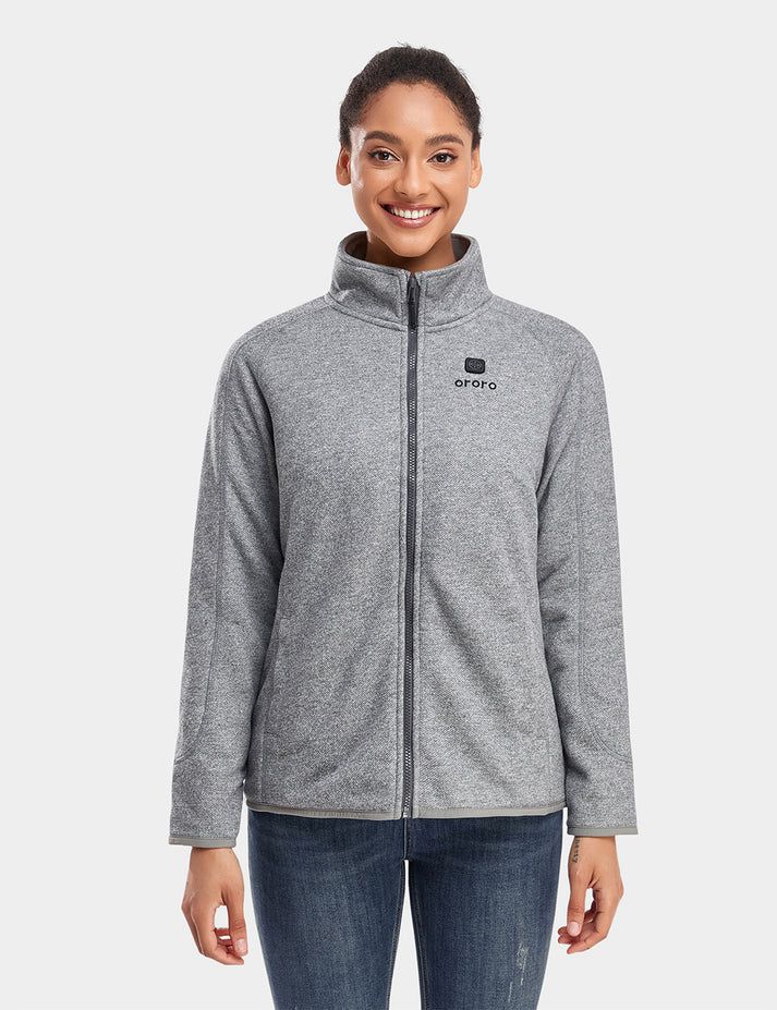 Women Ororo Full-zip Fleece Heated Jacket Grey | US-607XOTDAR