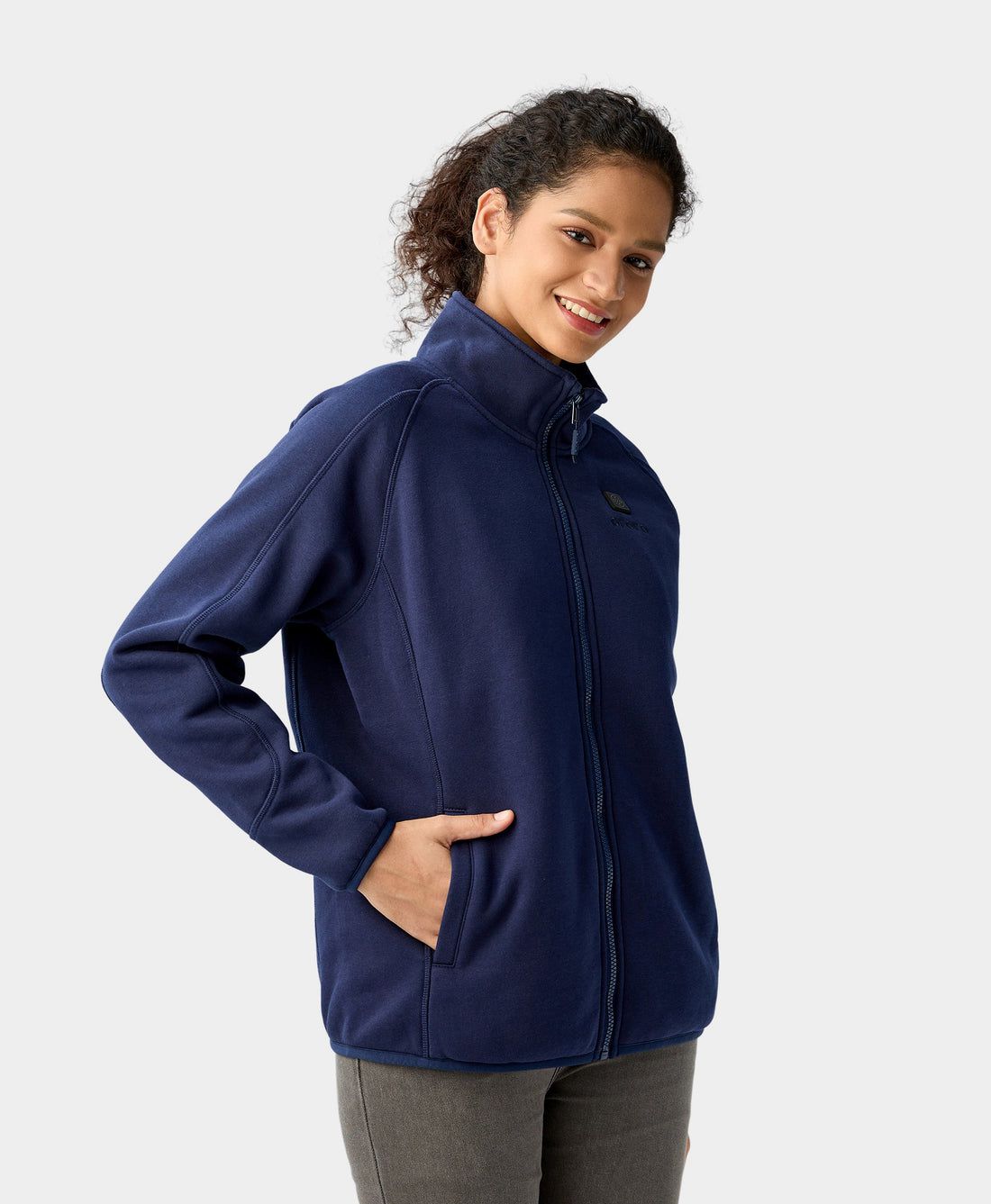 Women Ororo Full-zip Fleece Heated Jacket Navy | US-807RDXBOC