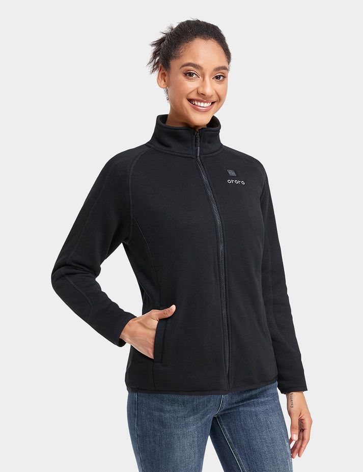 Women Ororo Full-zip Fleece Heated Jacket Black | US-912FTAPIV