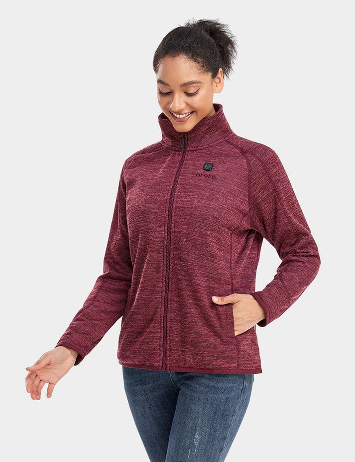 Women Ororo Full-zip Fleece Heated Jacket Burgundy | US-230LJZFGX