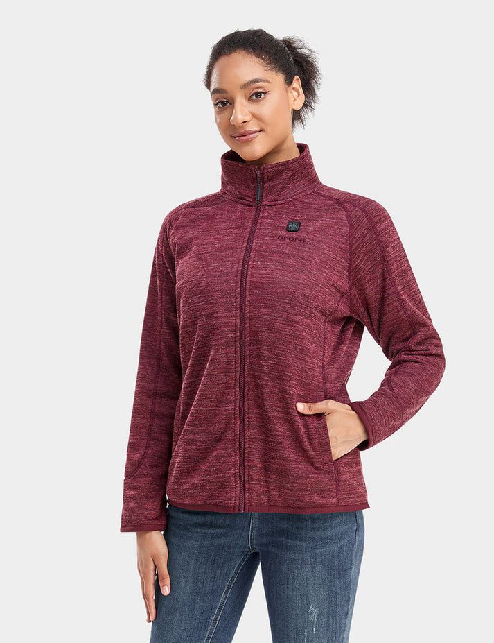 Women Ororo Full-zip Fleece Heated Jacket Burgundy | US-230LJZFGX