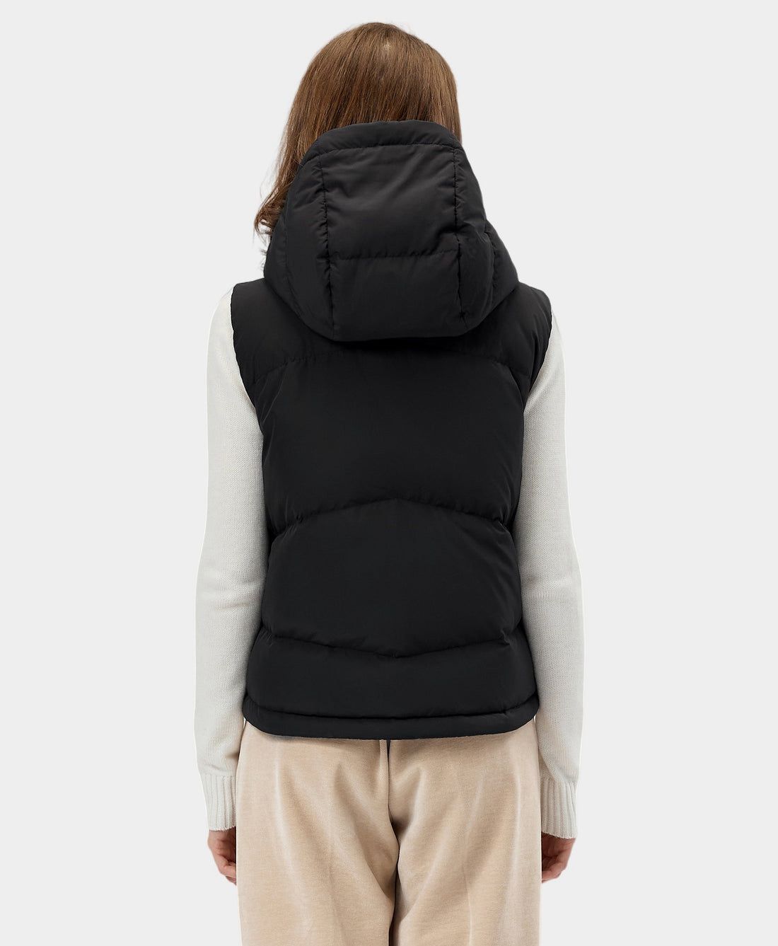 Women Ororo Heated Cropped Puffer Down Vest Black | US-891HUYDBS