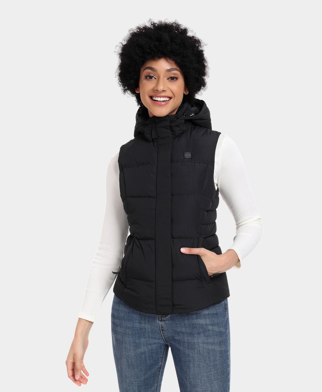 Women Ororo Heated Down Vest Black | US-165HSCRLB