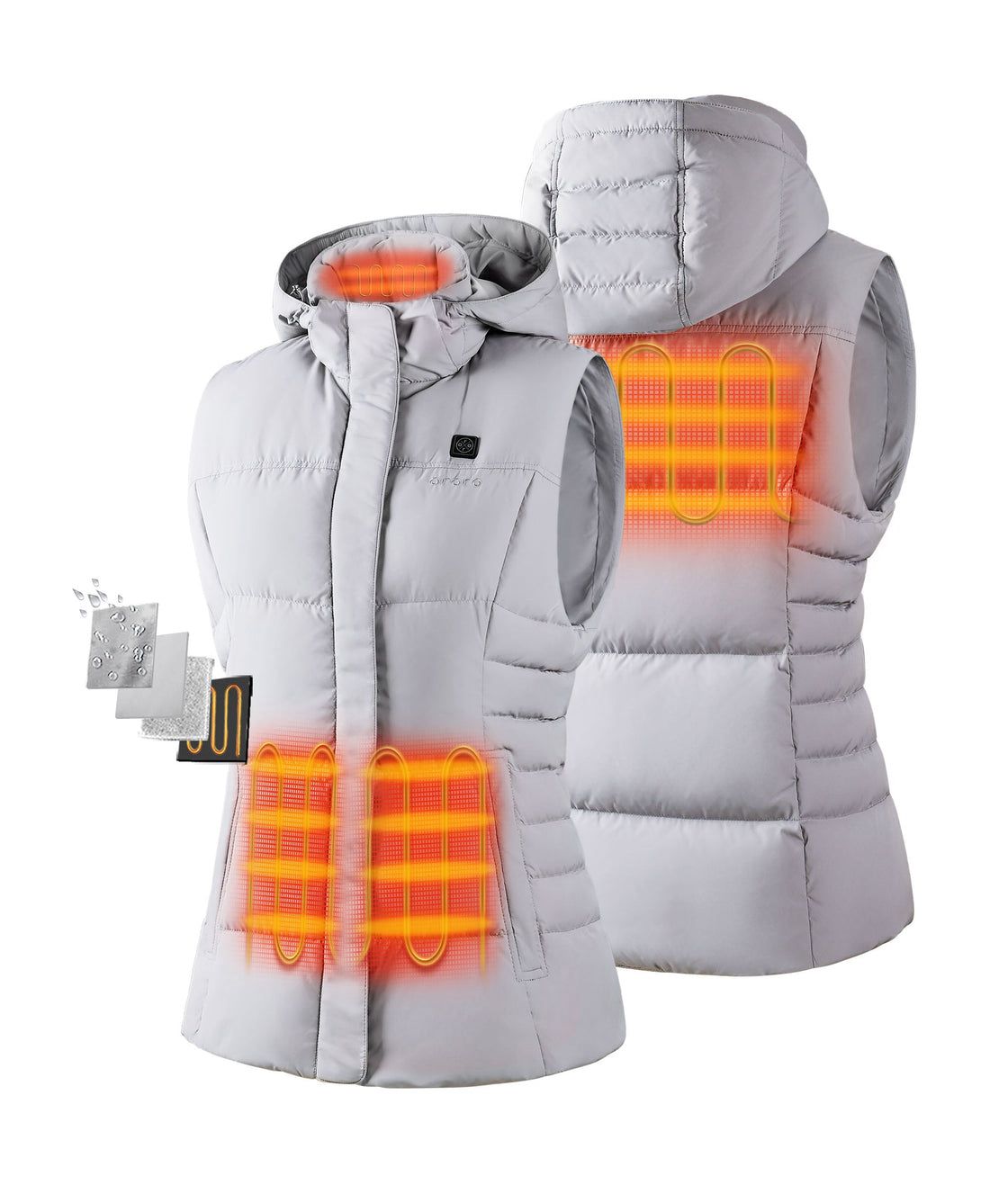 Women Ororo Heated Down Vest Grey | US-827WKNABX