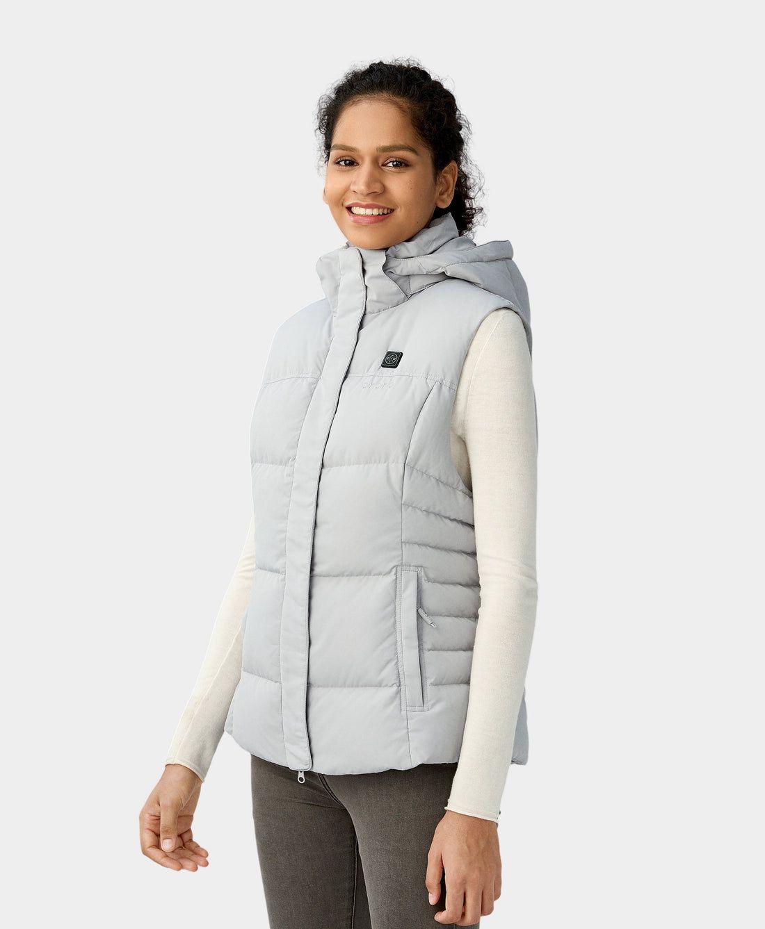 Women Ororo Heated Down Vest Grey | US-827WKNABX