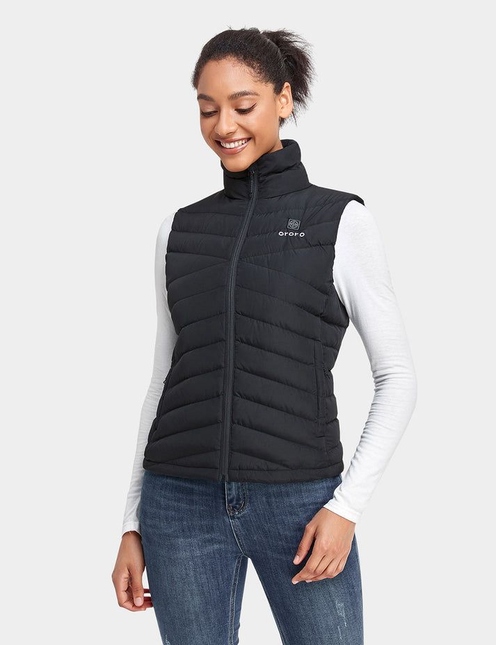 Women Ororo Heated Lightweight Down Vest Black | US-196ULNAIY