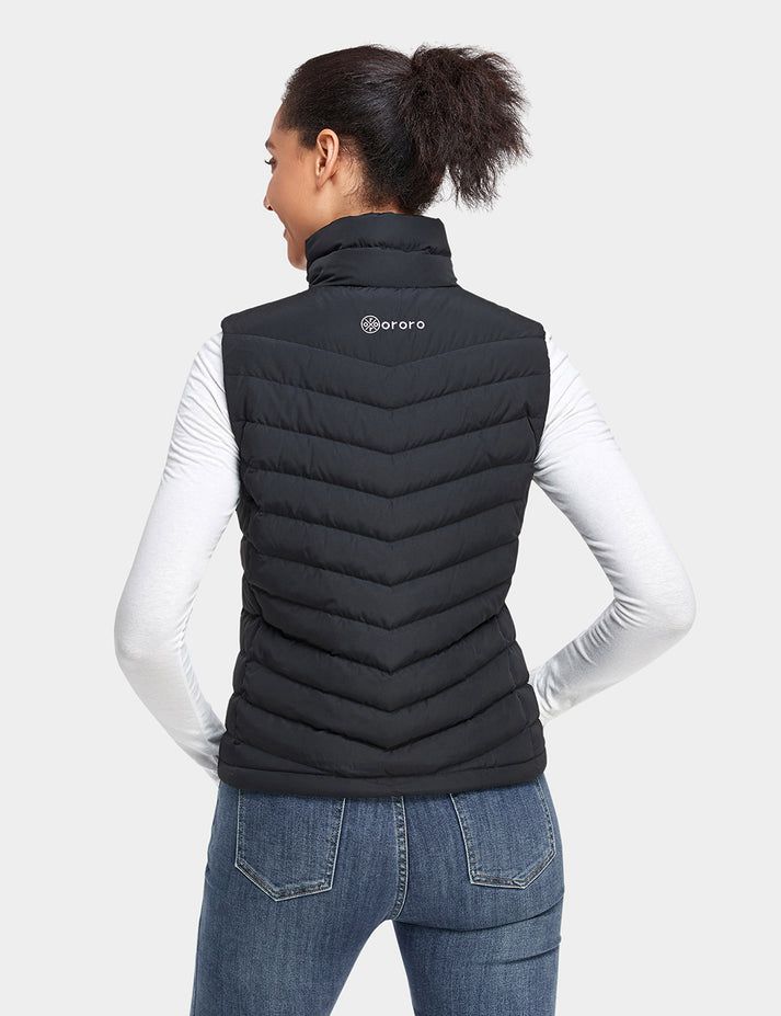 Women Ororo Heated Lightweight Down Vest Black | US-196ULNAIY