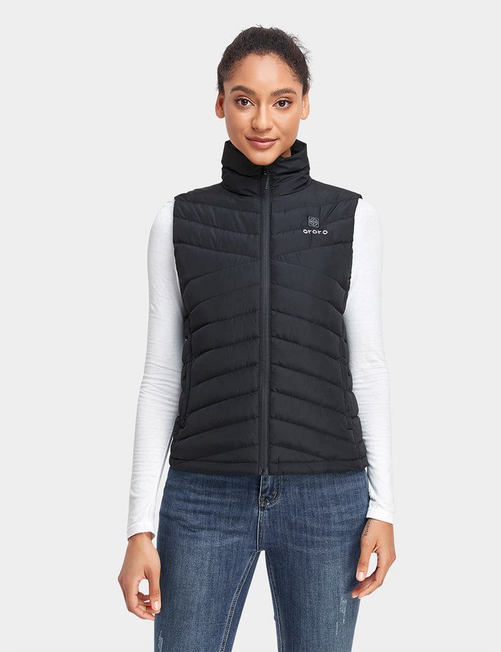 Women Ororo Heated Lightweight Down Vest Black | US-196ULNAIY