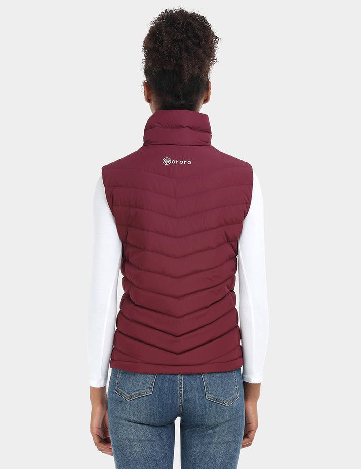 Women Ororo Heated Lightweight Down Vest Dark Red | US-675UGHNKL