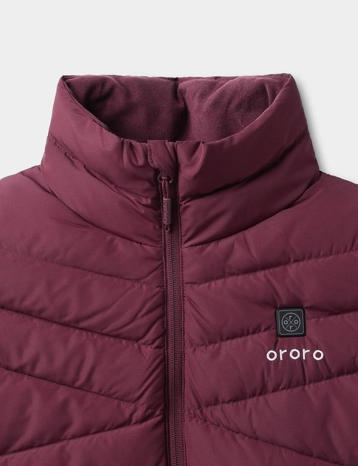 Women Ororo Heated Lightweight Down Vest Dark Red | US-675UGHNKL