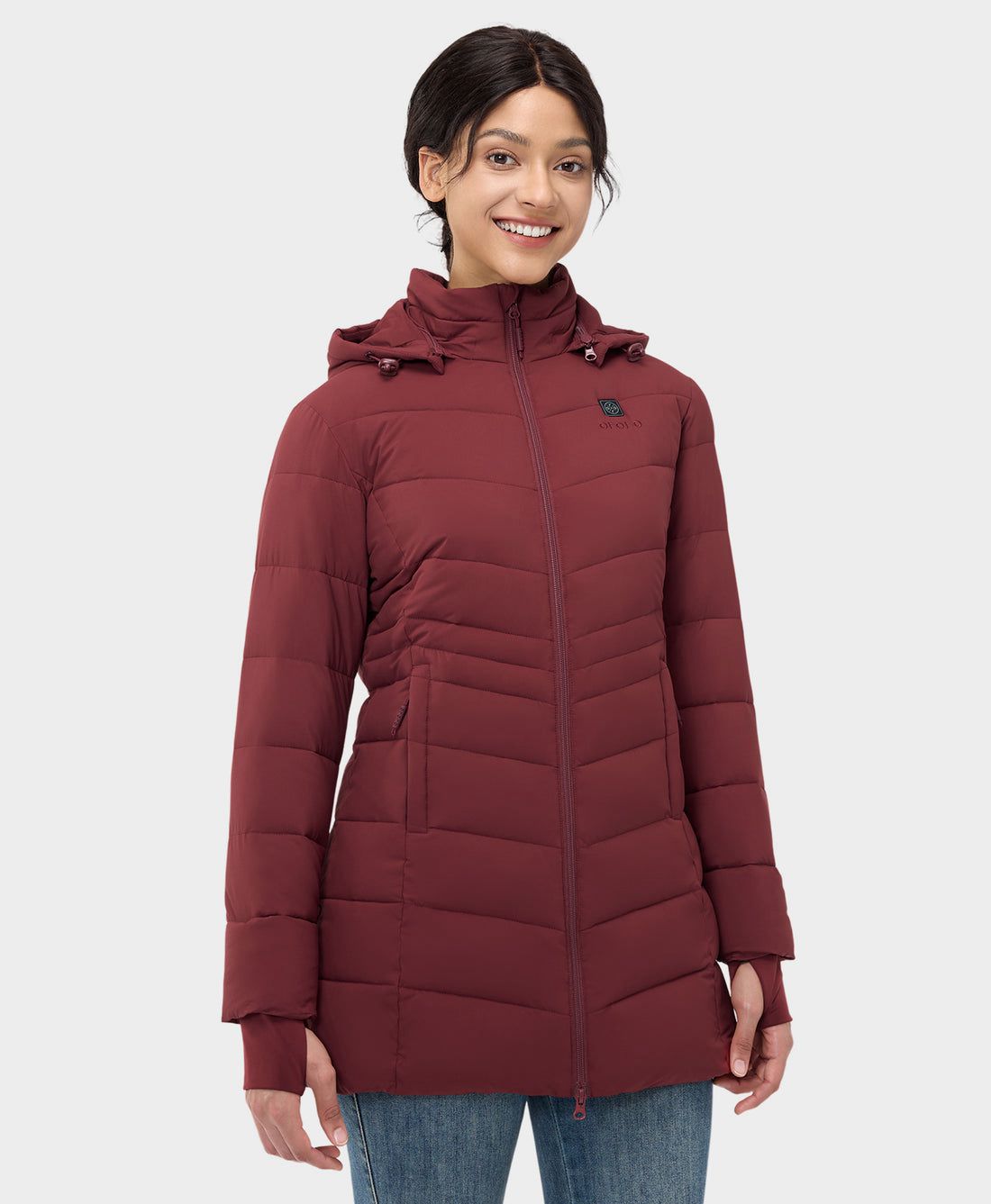 Women Ororo Puffer Heated Parka Dark Red | US-852VIPOET