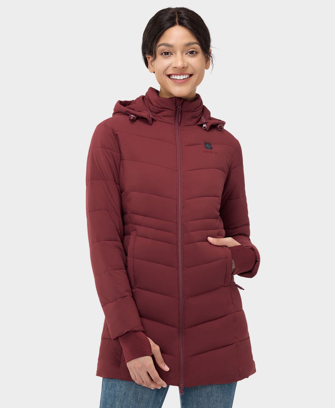 Women Ororo Puffer Heated Parka Dark Red | US-852VIPOET