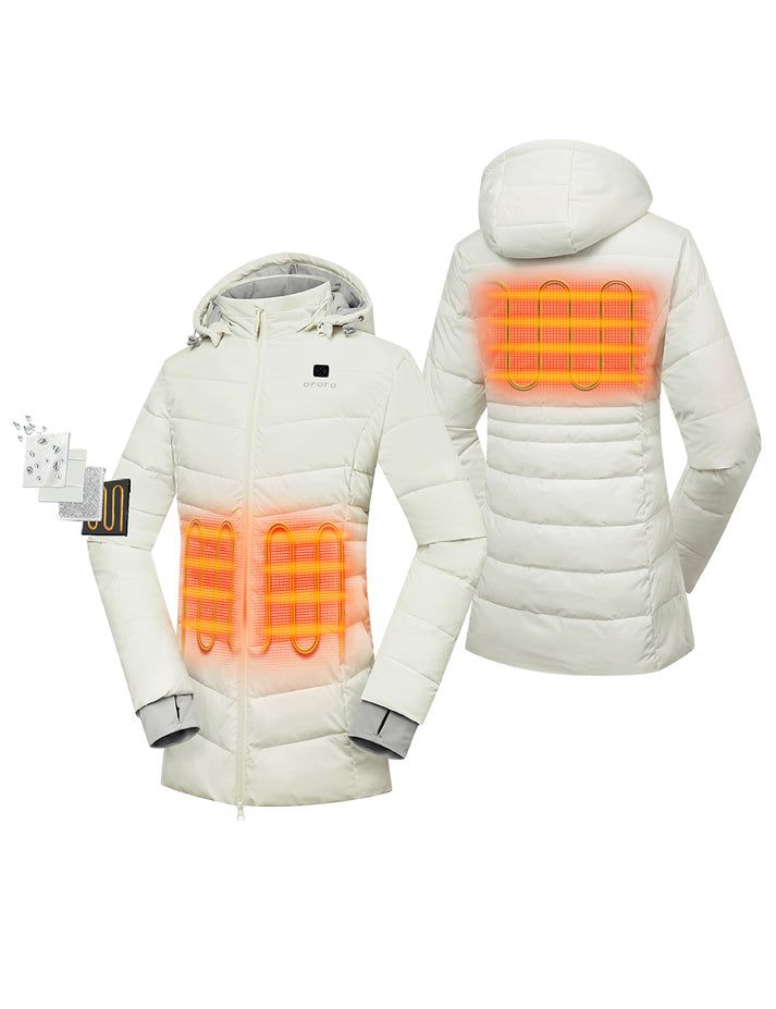 Women Ororo Puffer Heated Parka White | US-085JXIRZU