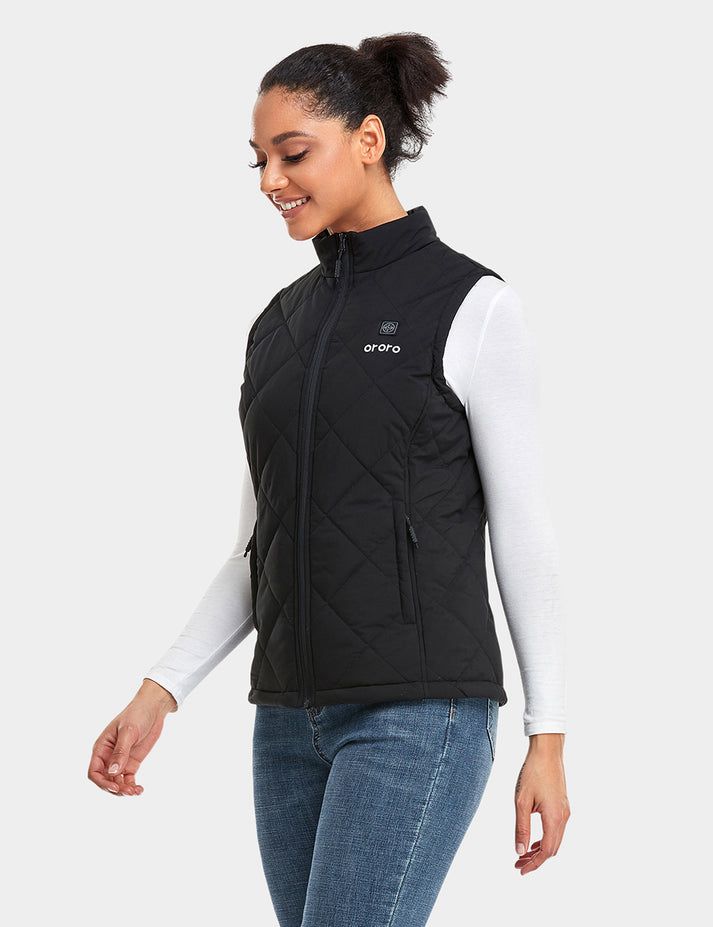 Women Ororo Quilted Heated Vest Black | US-659ROKZBJ