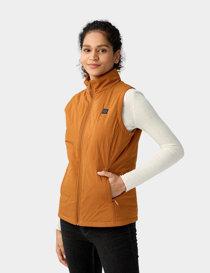 Women Ororo Quilted Heated Vest Brown | US-264VPHAYE