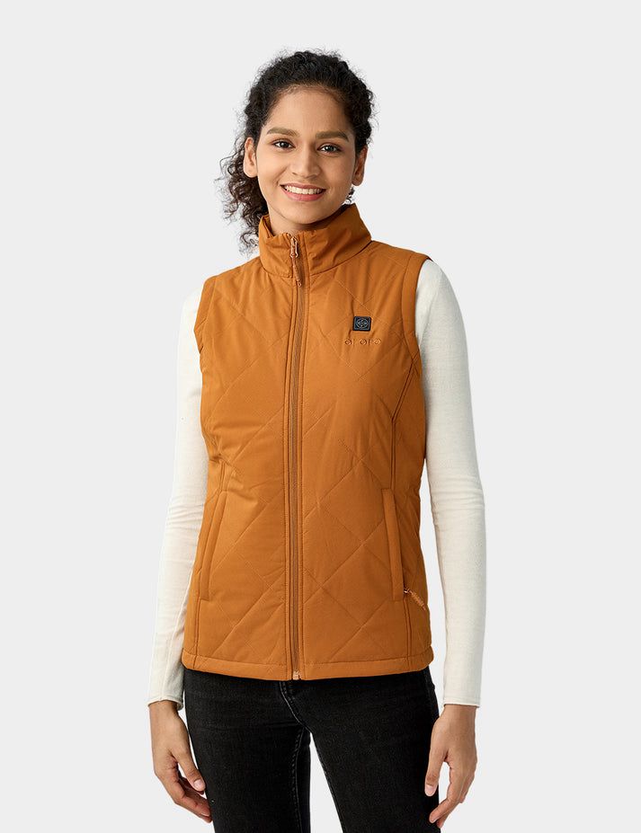 Women Ororo Quilted Heated Vest Brown | US-264VPHAYE