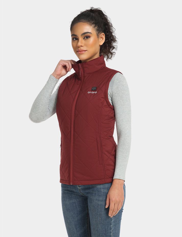 Women Ororo Quilted Heated Vest Dark Red | US-015YGHVDX