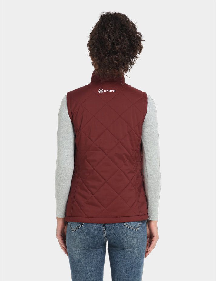 Women Ororo Quilted Heated Vest Dark Red | US-015YGHVDX