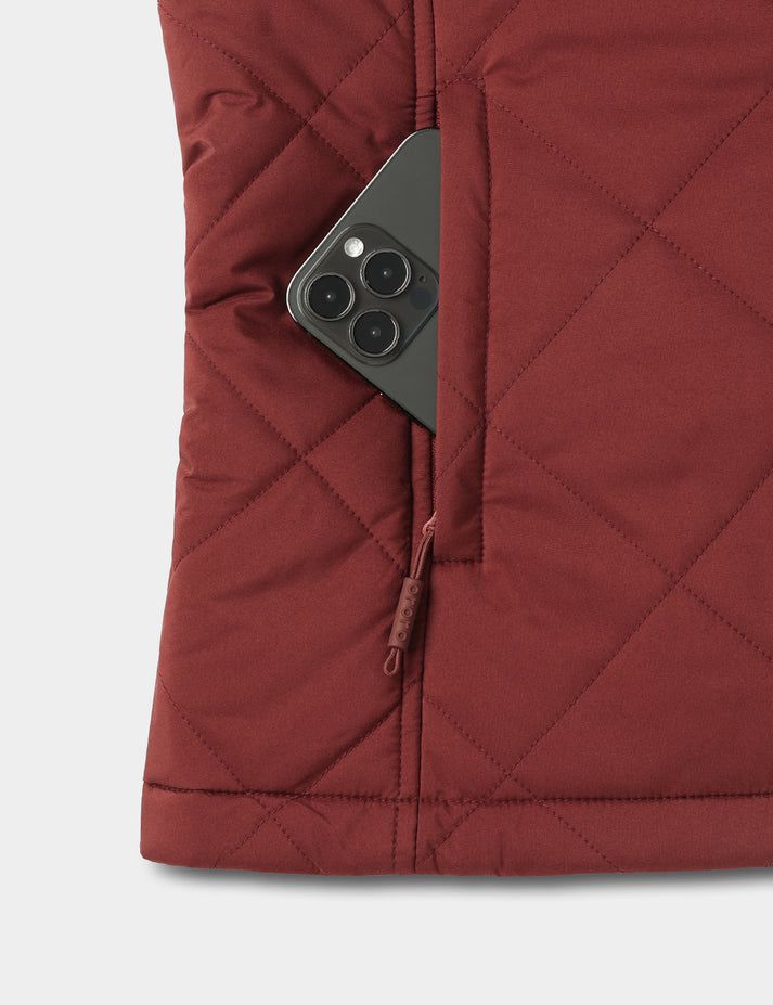 Women Ororo Quilted Heated Vest Dark Red | US-015YGHVDX