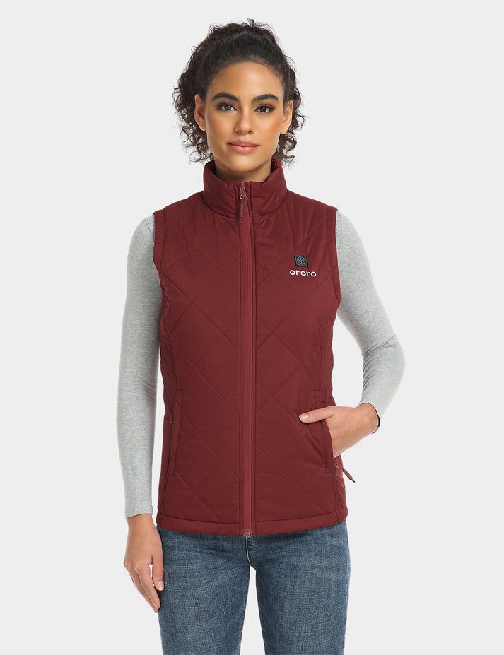 Women Ororo Quilted Heated Vest Dark Red | US-015YGHVDX