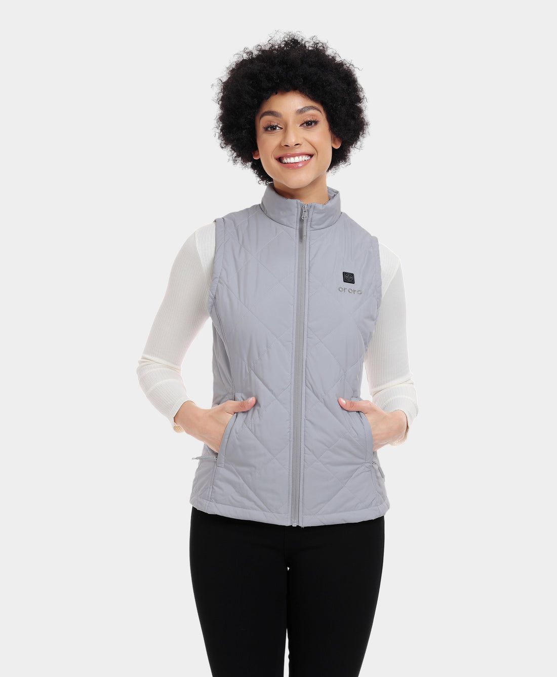 Women Ororo Quilted Heated Vest Grey | US-290MUWSFR