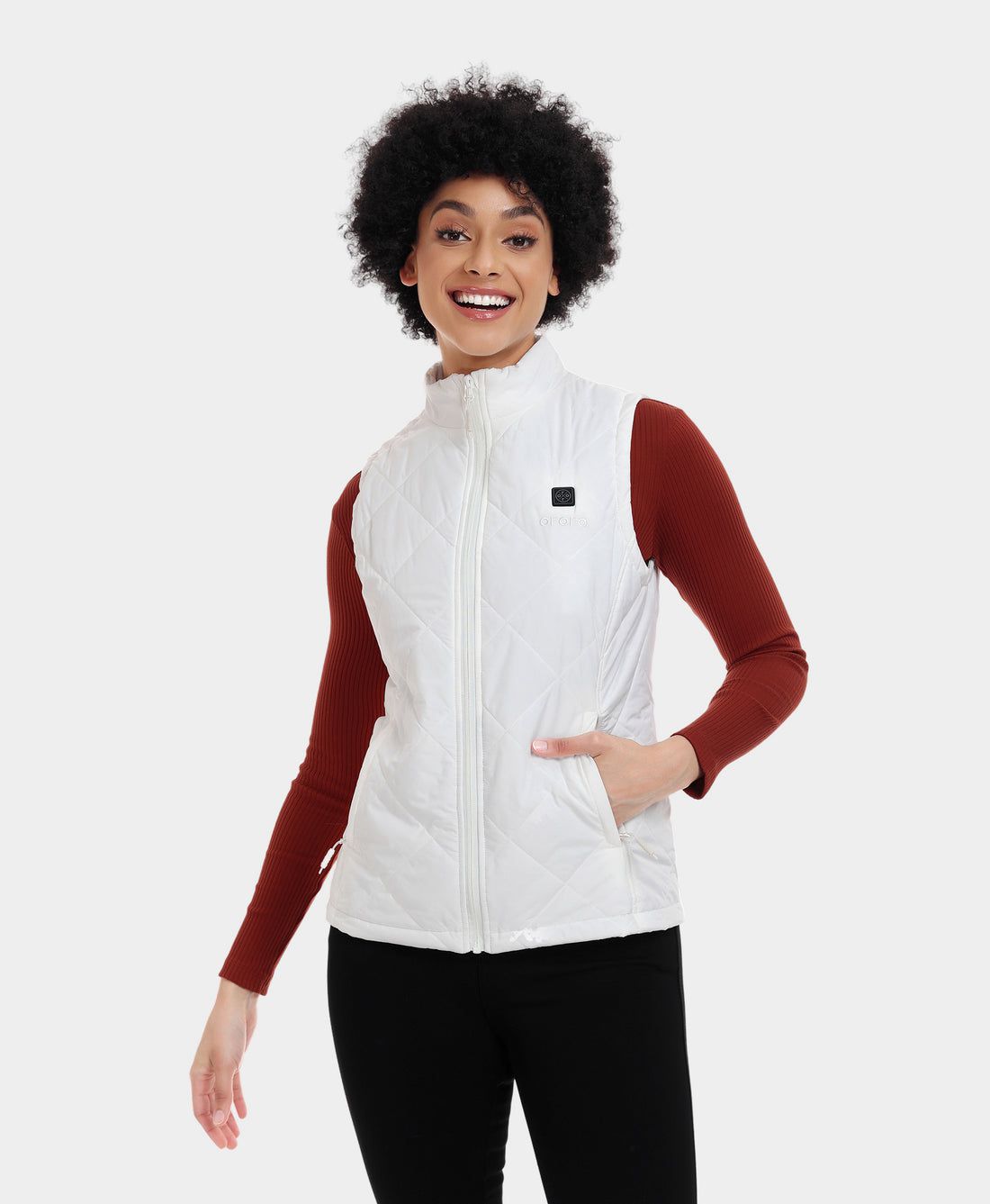 Women Ororo Quilted Heated Vest White | US-596UIKASX